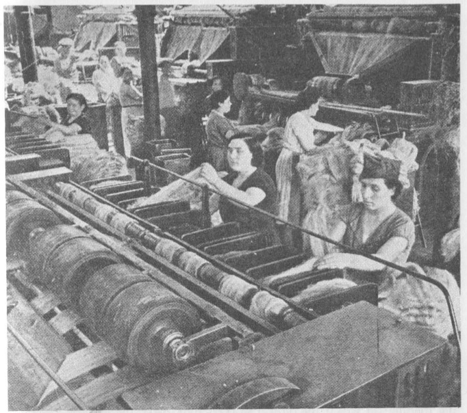 “Women working in a collectivized textile factory in Barcelona.”
