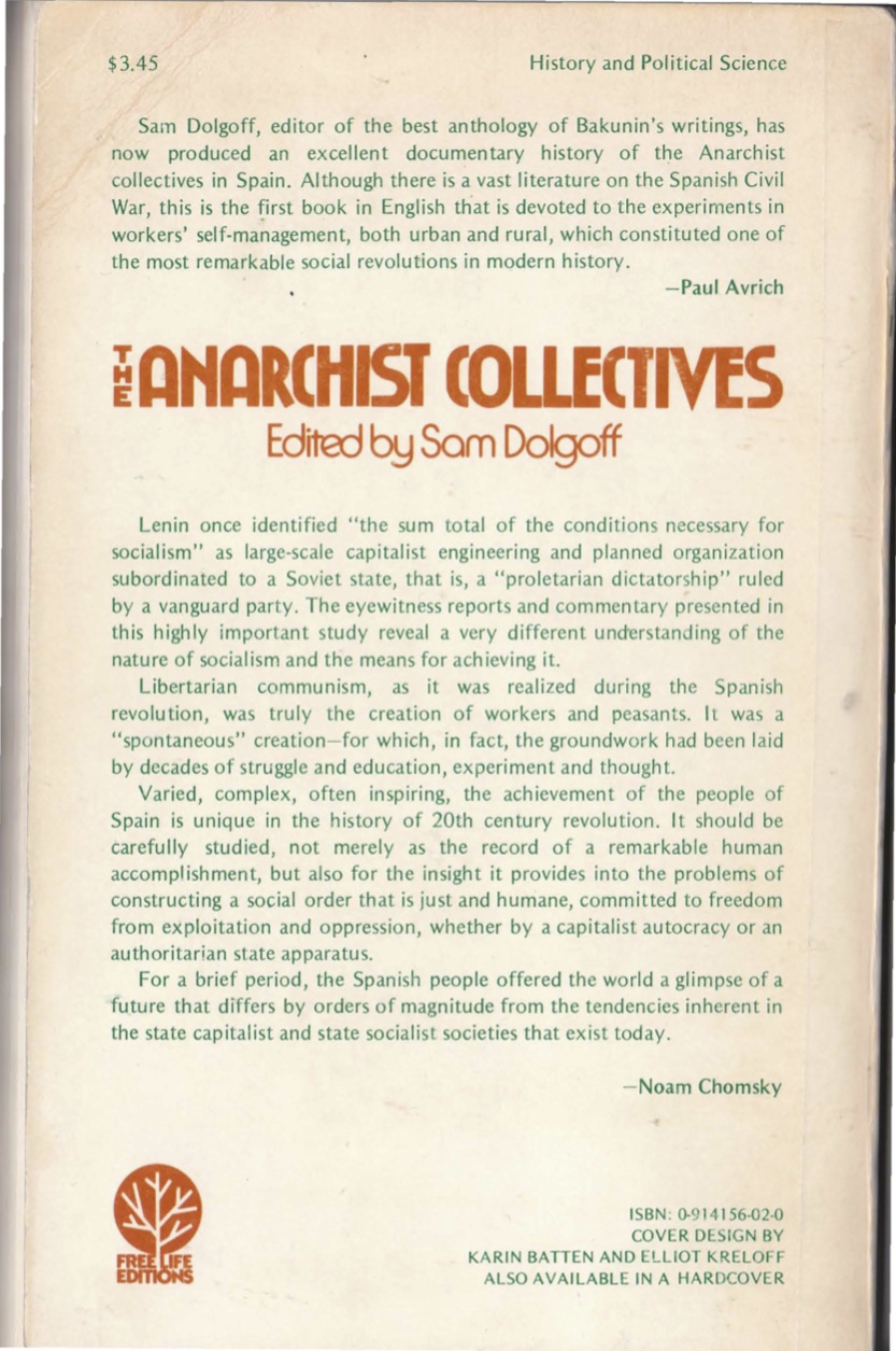 Back cover of The Anarchist Collectives